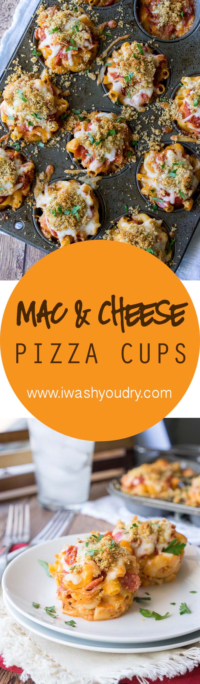 Super Easy Mac and Cheese Pizza Muffin Cups! My kids totally love these cheesy and saucy cups and they're great for game-day too!