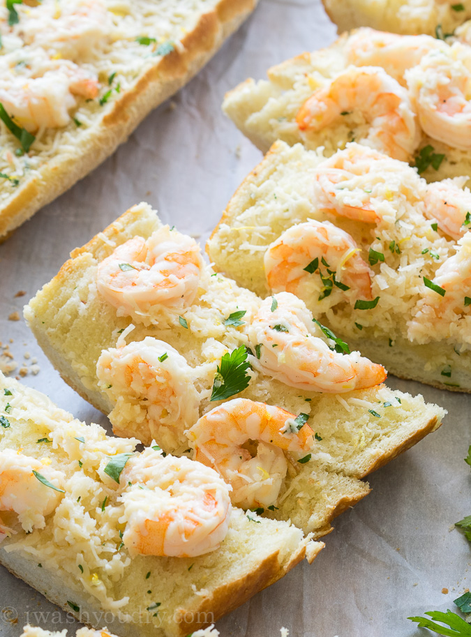 Shrimp Scampi Garlic Bread Pizza