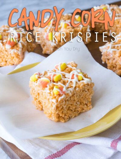 I have never had such a soft and chewy rice krispie treat until I made these glorious Candy Corn Rice Krispies Treats. This is the best recipe!