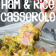 This Cheesy Leftover Ham and Rice Casserole recipe is a great way to use up some leftover Ham from the holidays! Plus you can easily substitute in leftover turkey or chicken too!