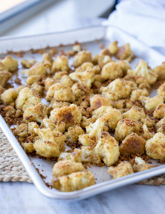 These Parmesan Roasted Cauliflower Bites are so easy to make and taste absolutely phenomenal. My whole family devoured the pan. 