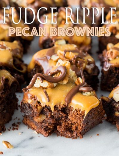 OMG! My husband asked me to make these Fudge Ripple Pecan Brownies two times before he even finished his first one! So good and so easy!