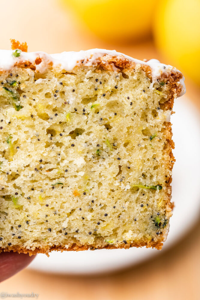 zucchini bread with lemon zest and poppy seeds.