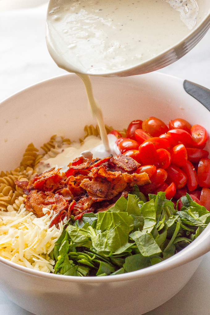 This Creamy BLT Pasta Salad is a super easy side dish (or main dish) for the summer!