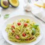 This Avocado Pesto Pasta is a super creamy and fresh pasta dish that always receives rave reviews!