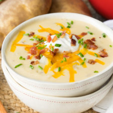 This Loaded Baked Potato Soup is a super quick and creamy version. My whole family devoured this delicious recipe!