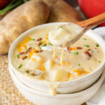 soup in a bowl with potatoes