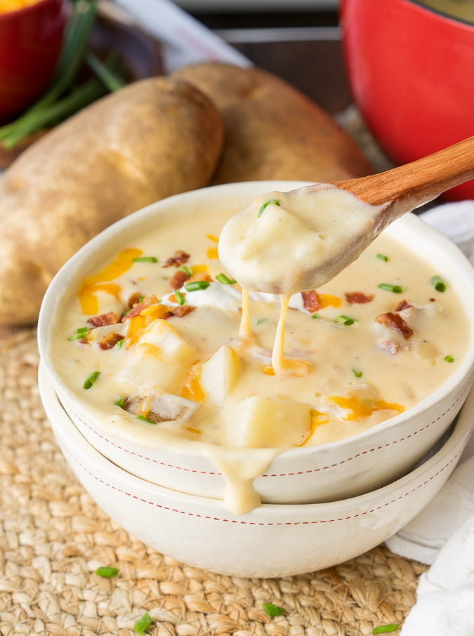 This Loaded Baked Potato Soup is a super quick and creamy version. My whole family devoured this delicious recipe!