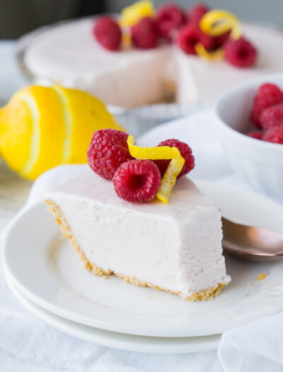 This super easy, 3 ingredient, Raspberry Lemonade Pie is a frozen pie that's perfect for a cool and refreshing dessert!