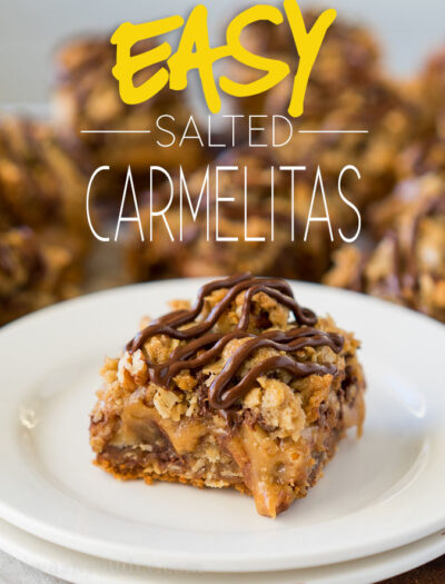 These Easy Salted Carmelitas are a super easy cookie bar recipe that's filled with caramel and only 7 ingredient!