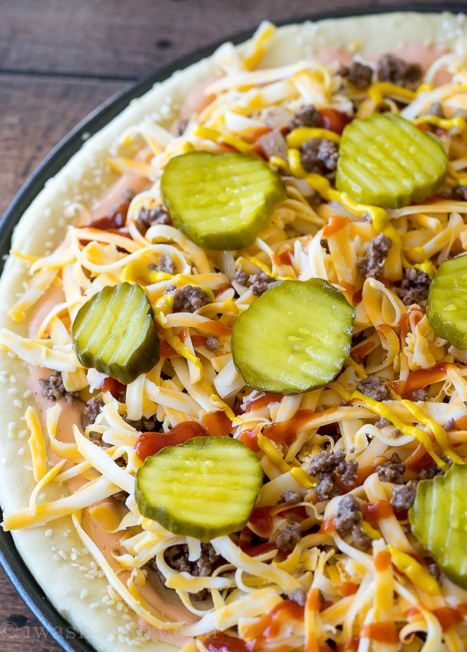 My whole family LOVED this Cheeseburger Pizza! We make it at least once a month now!