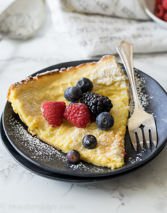 My whole family LOVED this Super Easy Dutch Baby Pancake Recipe! It's so easy to make that we make it almost every week!