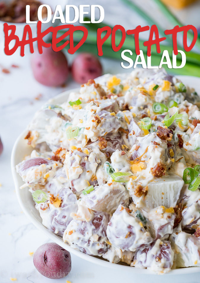 My whole family LOVED this Loaded Baked Potato Salad recipe! Went perfect with our BBQ! 