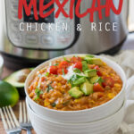 I love this Instant Pot Mexican Chicken Rice casserole! It's so easy - just toss everything in and let it cook for 12 minutes!