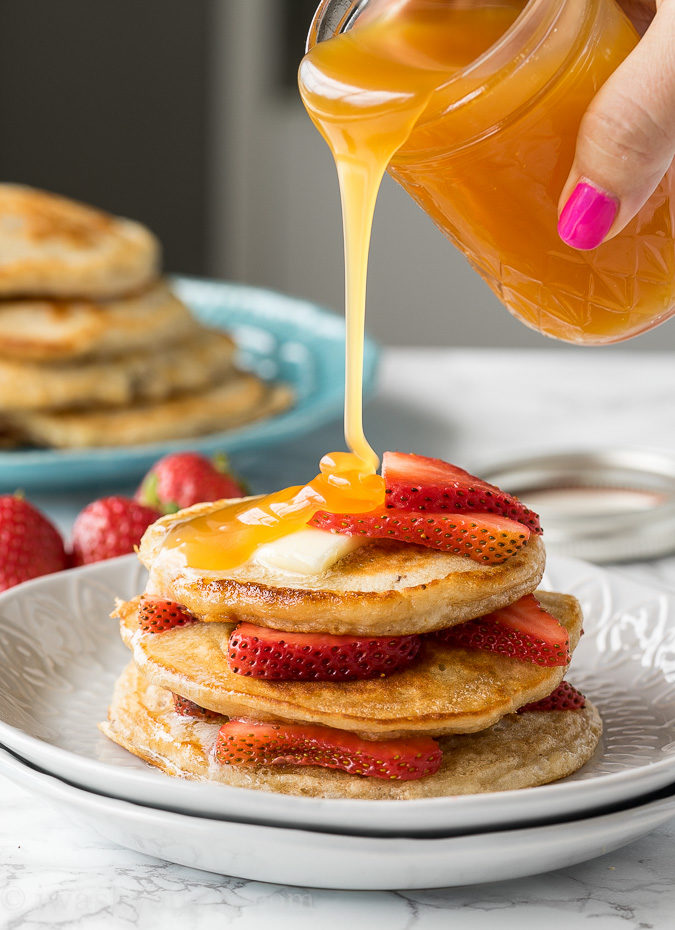 This easy Homemade Buttermilk Syrup is just a few ingredients and tastes amazing over pancakes and ice cream!