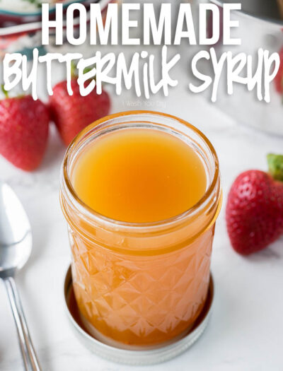 This easy Homemade Buttermilk Syrup is just a few ingredients and tastes amazing over pancakes and ice cream!