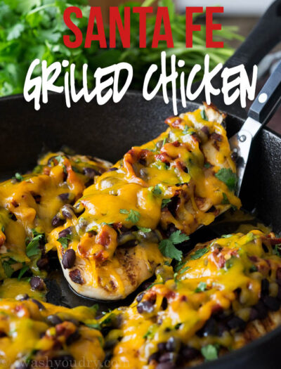 This Zesty Santa Fe Grilled Chicken is loaded with toppings and the chicken is super moist too!