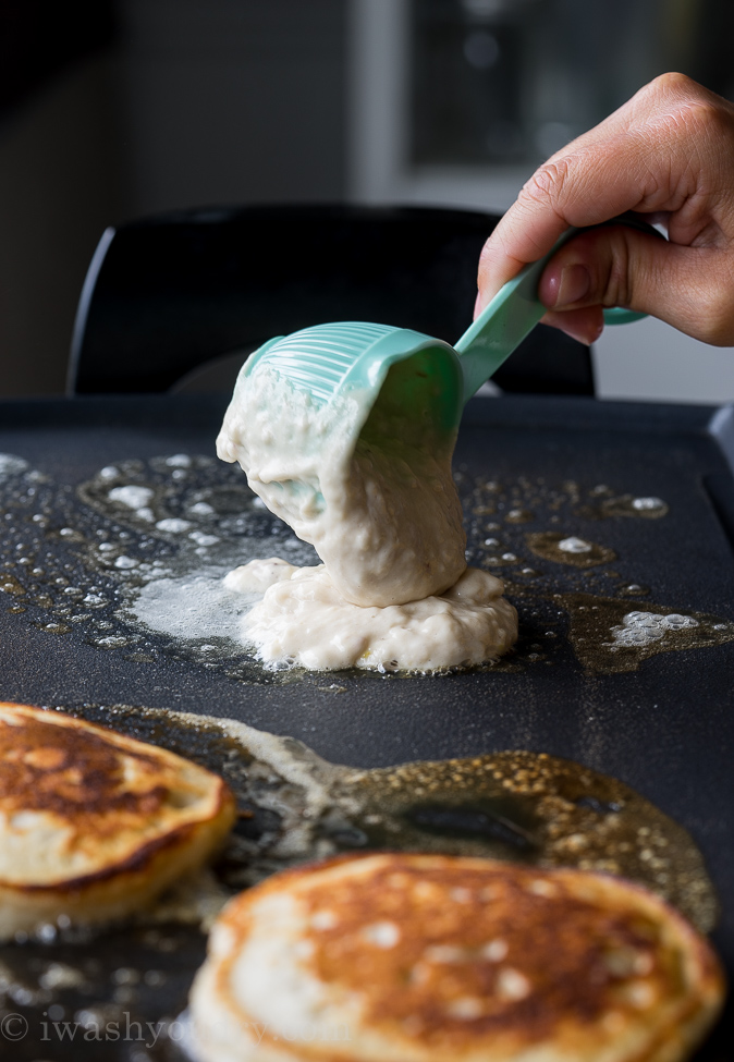 These Strawberry Greek Yogurt Pancakes are so light and fluffy and I love the extra protein from the greek yogurt!