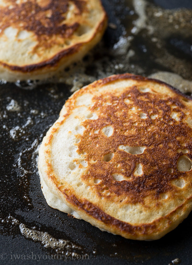 These Strawberry Greek Yogurt Pancakes are so light and fluffy and I love the extra protein from the greek yogurt!