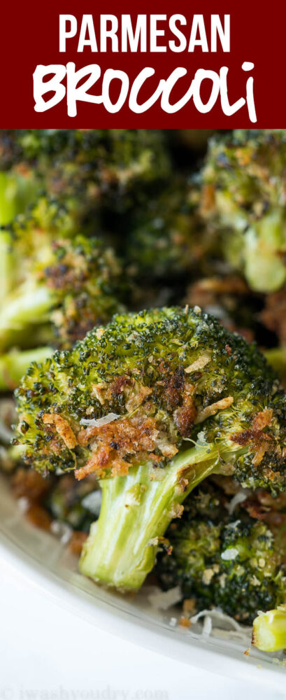 This Parmesan Roasted Broccoli is my new favorite way to eat broccoli! It's so simple and seriously so addictive!