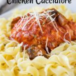 Slow Cooker Chicken Cacciatore is cooked in a crock pot; is saucy, hearty and requires only 5 main ingredients!! Hard to beat this comfort food that practically cooks itself.