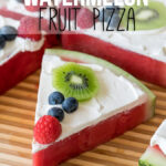 SUPER EASY! My kids go crazy over this delicious refreshing treat! Watermelon Fruit Pizza is my new favorite snack and dessert recipe!