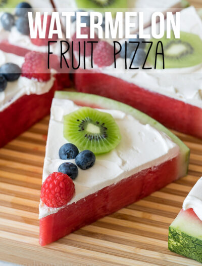 SUPER EASY! My kids go crazy over this delicious refreshing treat! Watermelon Fruit Pizza is my new favorite snack and dessert recipe!