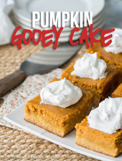 This Pumpkin Gooey Cake is a definitely crowd pleaser! Part cake, part pumpkin pie... it's a dessert winner!