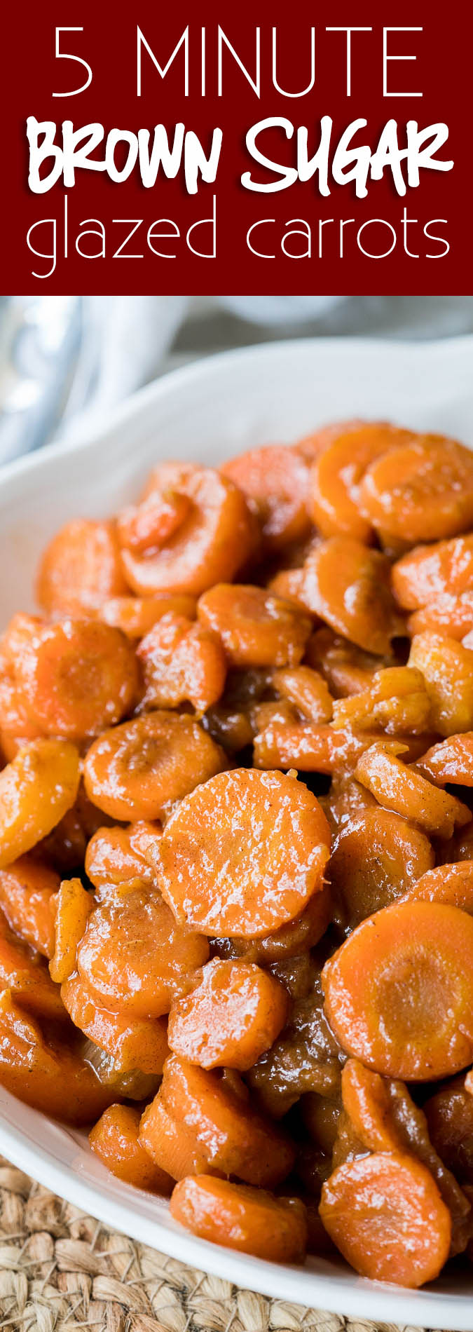 These Brown Sugar Glazed Carrots are made in just 5 minutes with just 5 simple ingredients! Perfect for a quick Thanksgiving side dish!