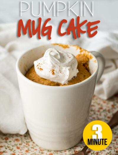 This Pumpkin Mug Cake Recipe is ready in just 3 minutes! It's the perfect single serve dessert this Fall!