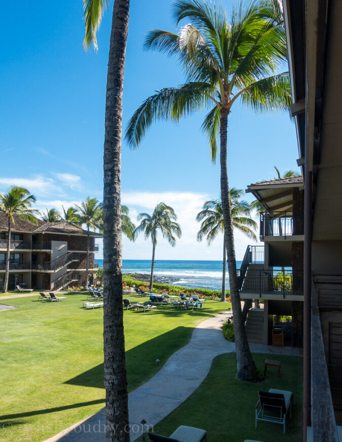 The view from our room at Koa Kea Hotel and Resort in Kauai, Hawaii