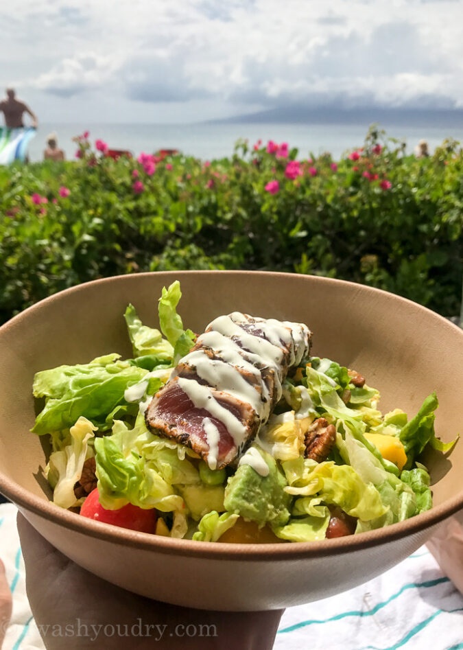 The Volcano Seared Ahi Salad from 'Ūmalu is stunning and delicious!