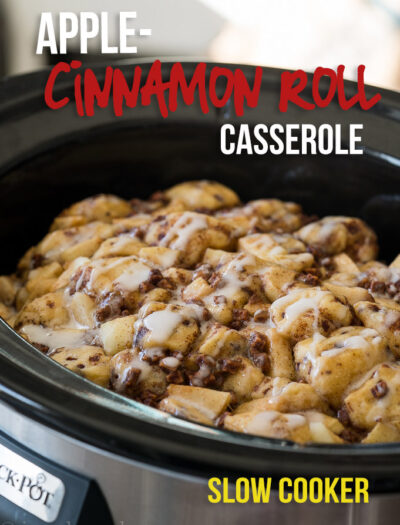 Just toss the ingredients in your crock pot and this Slow Cooker Apple Cinnamon Roll Bake will be ready in a flash!