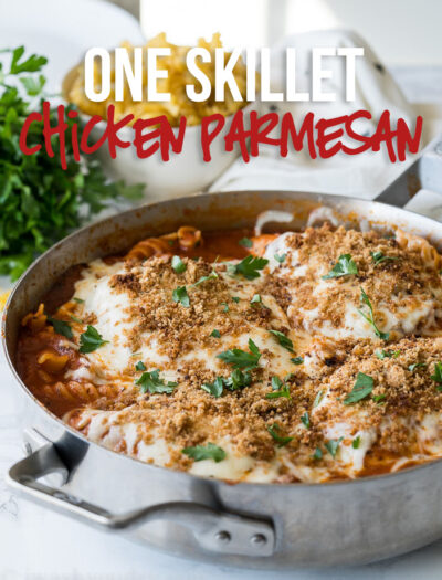 This One Skillet Chicken Parmesan Pasta has quickly become a new family favorite!