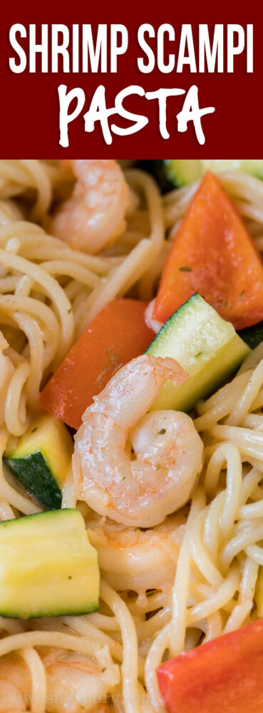 This super easy Shrimp Scampi Zucchini Pasta is the perfect easy summer dinner recipe!