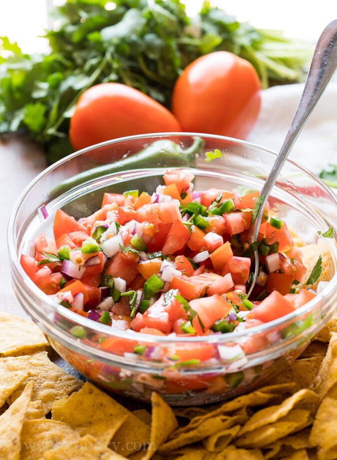 You can completely customize the flavor profile of this homemade Pico de Gallo by changing the type of tomato, onion or pepper you use!