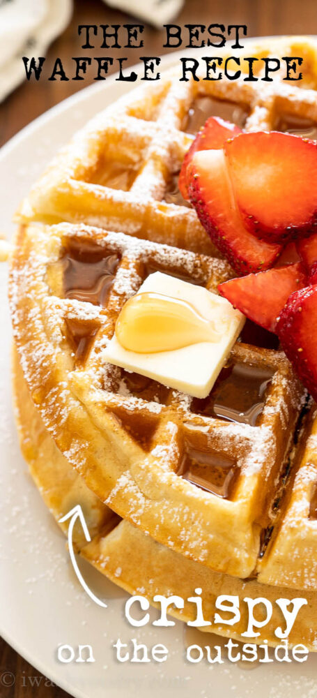 Food on a plate, with Waffle and Butter