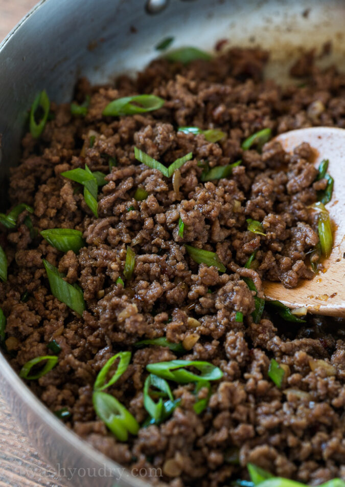 Toss in sliced green onions to give this super easy Korean Ground Beef Recipe extra flavor and color!