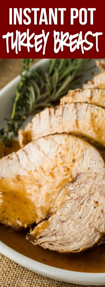 WOW! This Instant Pot Turkey Breast Recipe is the perfect way to make a delicious turkey breast in a fraction of the time. PLUS it makes the most delicious gravy all in one pot!