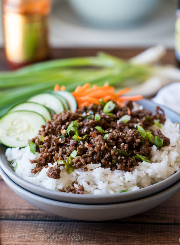 A plate of food on a table, with Beef