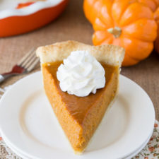 A piece of cake on a plate, with Pumpkin