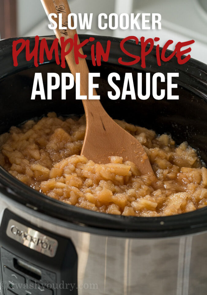 This Slow Cooker Spiced Apple Sauce Recipe is so easy it practically makes itself! Just toss some apples in your slow cooker and let it cook!