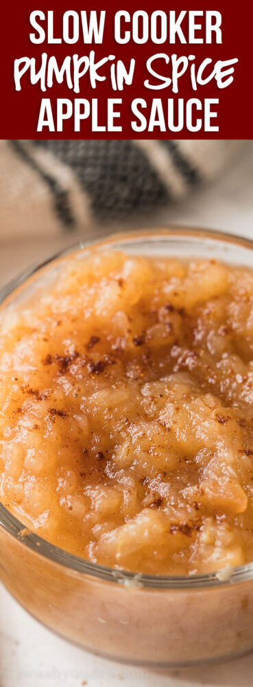 WOW! This Slow Cooker Spiced Apple Sauce Recipe is so easy it practically makes itself! Just toss some apples in your slow cooker and let it cook!