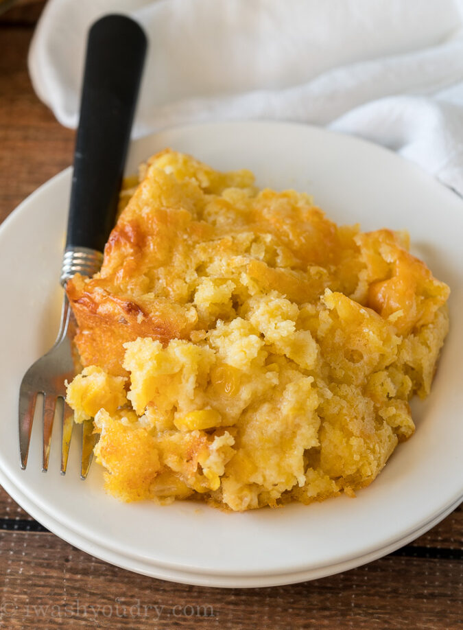 WOW! This super easy Corn Pudding Casserole Recipe has quickly become a family favorite! It comes together so fast and with simple ingredients too!