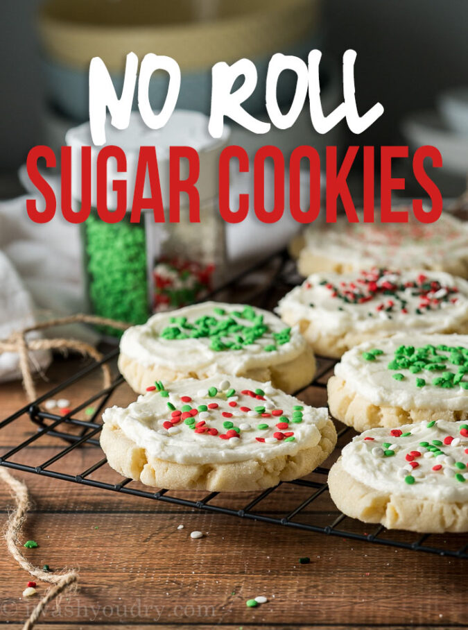 This No Roll Sugar Cookie Recipe also needs NO chill time and results in buttery soft cookies that melt in your mouth!