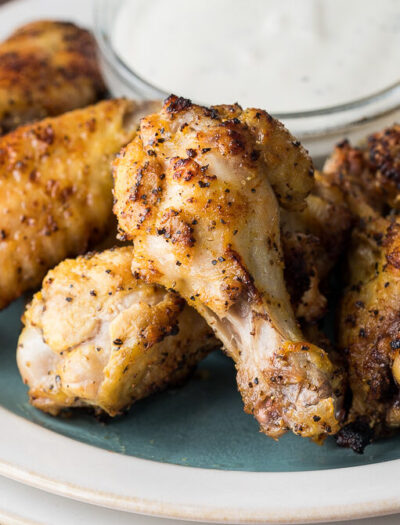 A plate of chicken wings