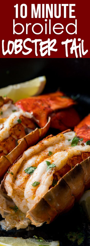 YUM! Perfectly Broiled Lobster Tails ready to enjoy in about 10 minutes! So much better than going to a fancy restaurant!