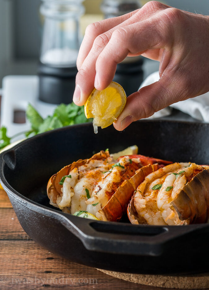 YUM! Perfectly Broiled Lobster Tails ready to enjoy in about 10 minutes! So much better than going to a fancy restaurant!