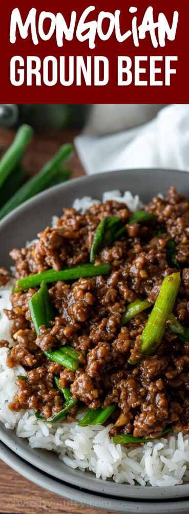 YUM! This super easy Mongolian Ground Beef Recipe is just like classic Mongolian Beef, except uses hamburger so it's ready in about 15 minutes!