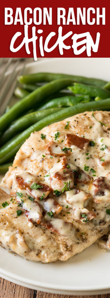 YUM! This Super easy Bacon Ranch Grilled Chicken Breasts Recipe is a family favorite! 